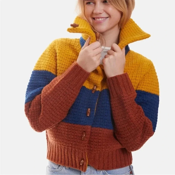 Re/Done 70s striped wool-blend cardigan Sweater Size L - Picture 2 of 12